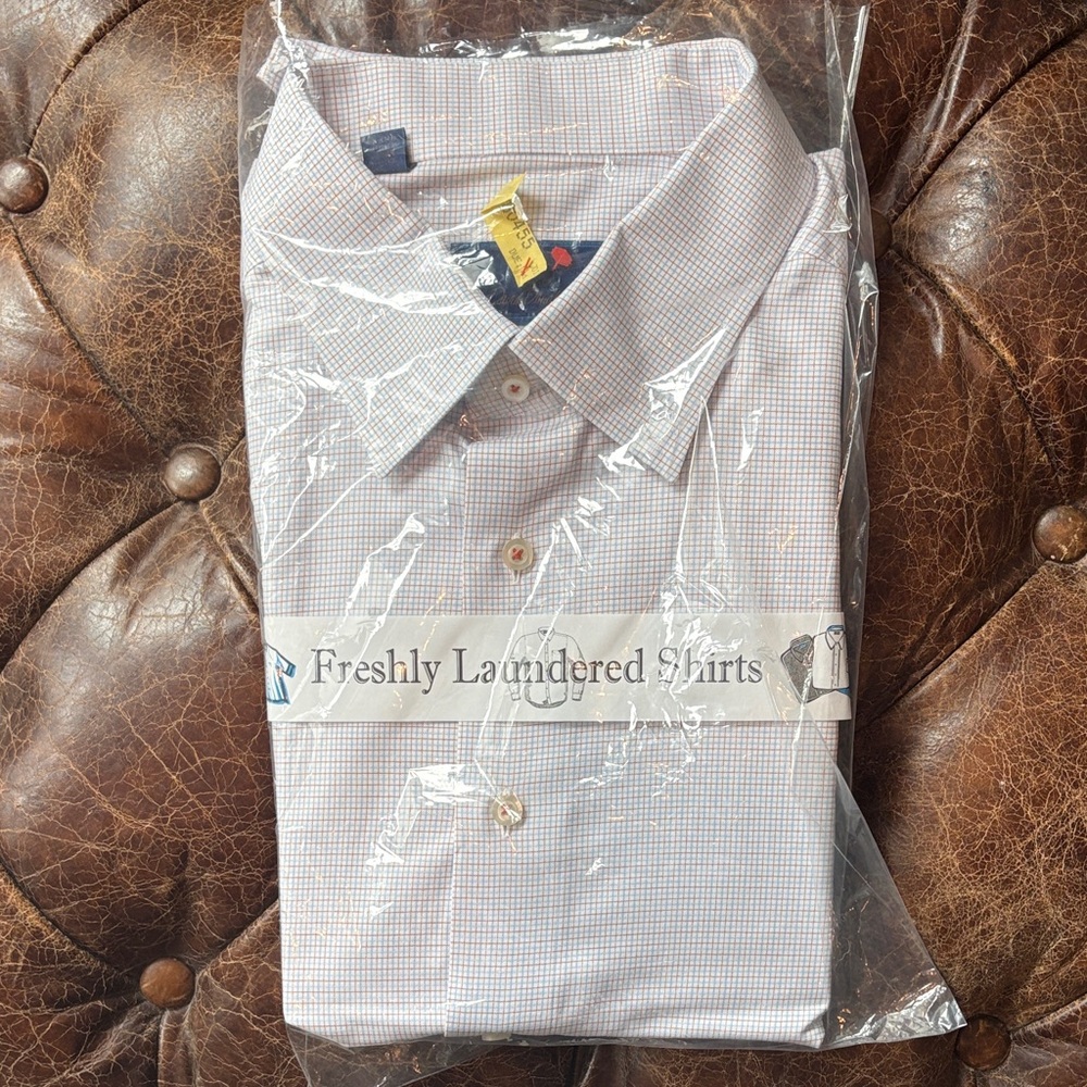 David Donahue Light Blue and White Dress Shirt